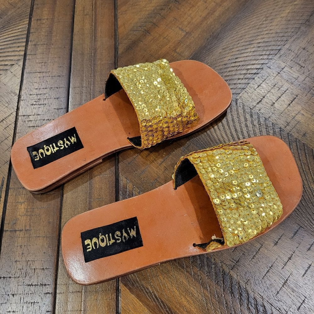 Mystique Sequin Slip on Sandles Size 5